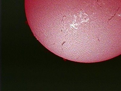 [Prominences and Plages.  The image shown is reduced in size to fit this page.  Click on the image to load a full size image in a new window.]
